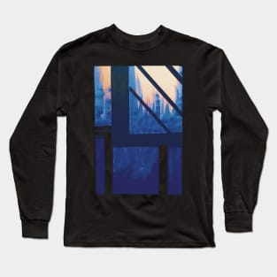 Blue Cityscape early evening Long Sleeve T-Shirt